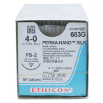 Ethicon Permahand Silk Suture, Size 4-0, FS-2, 18 in., 12/Box