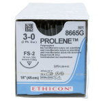 Ethicon Prolene Polypropylene Suture, Size 3-0, FS-2, 18 in., 12/Box