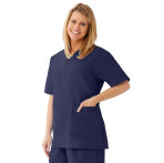 AngelStat Womens V-Neck Scrub Top with 2 Pockets in Navy