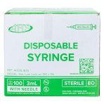 AHS Disposable Syringes, 3mL Luer Lock, 18G x 1 in., 100/Box, AH03L1825