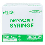 AHS Syringes, 5mL Luer Slip, 100/Box, AH05S