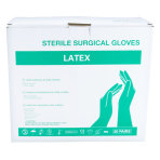 AHS Sterile Disposable Latex Surgical Gloves, Powder-Free and Sterile, Packaged in Pairs, Professional Medical and Healthcare Use, Veterinary Clinic,  Size 6.5, 1 Box of 50 Pairs