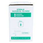 AHS Sterile Disposable Latex Surgical Gloves, Powder-Free and Sterile, Packaged in Pairs, Professional Medical and Healthcare Use, Veterinary Clinic,  Size 8, 1 Box of 50 Pairs