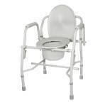 COMMODE,BEDSIDE,DROP ARM,STEEL,PADDED ARMS,GREY