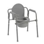 COMMODE,BEDSIDE,FOLDING,STEEL,GRAY,BARIATRIC