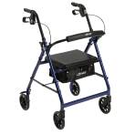 ROLLATOR,FOLD REMOVE BACK,PADDED,6IN CASTER,LOOP LOCK,BLUE