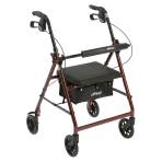 ROLLATOR,FOLD REMOVE BACK,PADDED,6IN CASTER,LOOP LOCK,RED