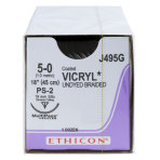 Ethicon Vicryl Suture, Size 5-0, PS-2, 18 in., 12/Box