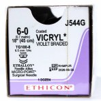 SUTURE,VICRYL POLYGLACTIN 910,6-0,DBL ARMED TG100-8 TG100-8,18IN,VIOLET,12/BX