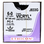 SUTURE,VICRYL POLYGLACTIN 910,6-0,PC-1,18IN,UNDYED,12/BX