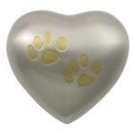 URN,PEWTER/BRASS DOUBLE PAW HEART URN