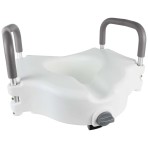 SEAT,TOILET,RAISED,CONTOURED,PADDED HANDLES,NO TOOL INSTALLATION,5IN