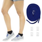 LACES,SHOE,ELASTIC,NO-TIE OPTION,6MM STANDARD FLAT,TWO PAIRS WITH CLIPS,BLUE
