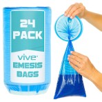 EMESIS BAGS,NO SPILL,LEAKPROOF,MEDICAL-GRADE OPAQUE,24 PACK