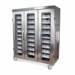 CABINET,STORAGE,MEDICAL,TRIPLE COLUMN,STAINLESS,GLASS DOORS
