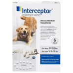 RXV INTERCEPTOR,WHITE,DOGS 23MG,51-100LB,CATS 12-25LB,6 PACK