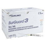 TERUMO SURGUARD SAFETY NEEDLE,WITH 3CC SYRINGE,25G X 5/8",100/BOX