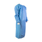 Medical grade SMS waxed non-woven fabric gown level 3, polypropylene polymer layers, with fabric cuff, Size Large, each
