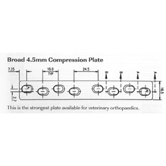 Plate, broad compression, 4mm, 135mmL