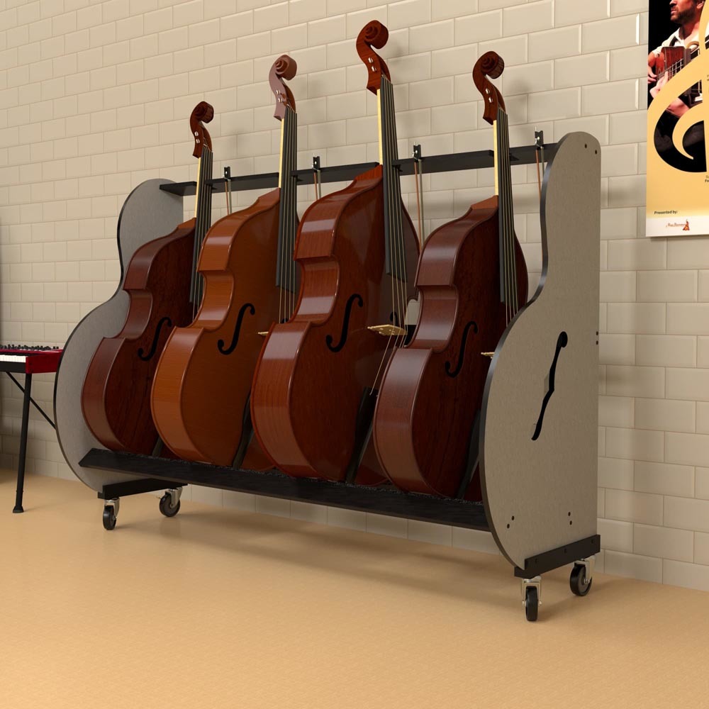 The Band Room™ Mobile 4-Double Bass Rack, Instrument Racks: ShopNEMC