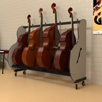 The Band Room&trade; Mobile 4-Double Bass Rack