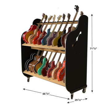 The Session-Pro&trade; Double-Stack Mobile Electric Guitar Shelf Rack for Schools (OPTIONS: Guitars Only)