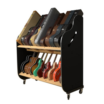 The Session-Pro&trade; Double-Stack Mobile Electric Guitar & Case Rack (Hybrid)