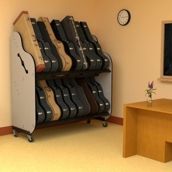 The Band Room&trade; Mobile Double-Stack Acoustic Guitar Case Rack