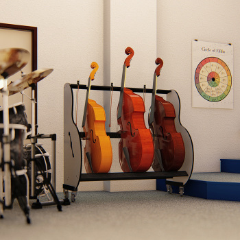 The Band Room&trade; Mobile 3-Double Bass Rack