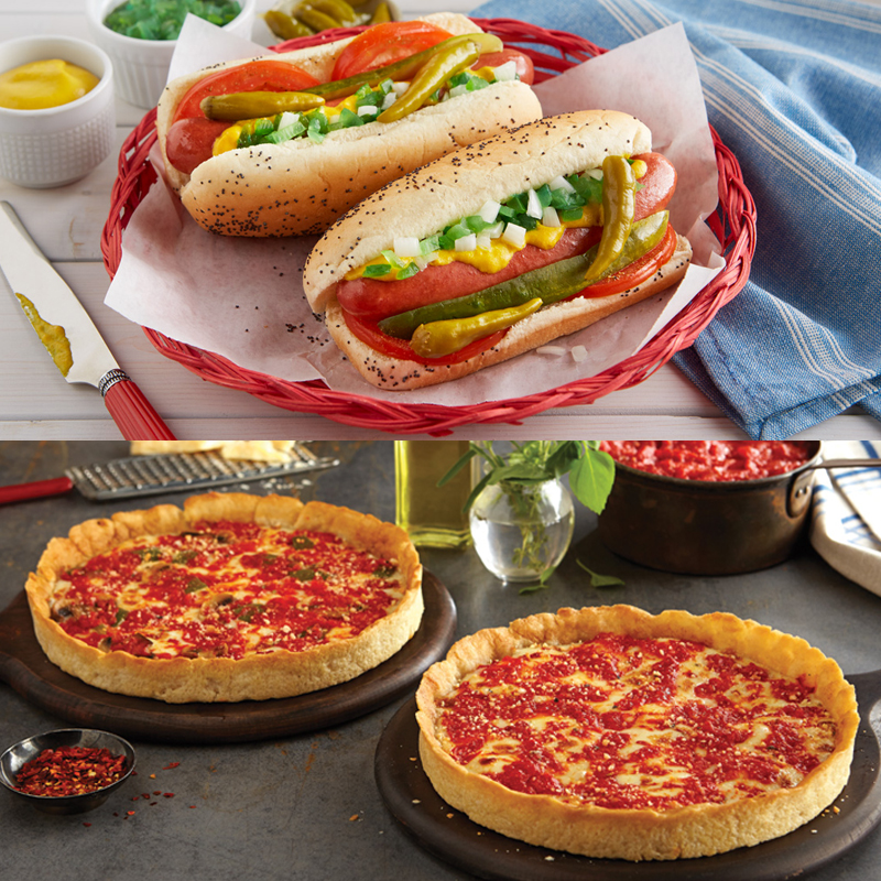 Portillo's Hot Dog Kit & 2 Lou's Pizzas