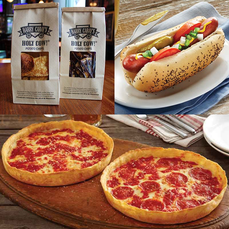 Harry Caray's Holy Cow!® Potato Chips, Vienna Beef Hot Dog Kit & 2 Lou's Pizzas