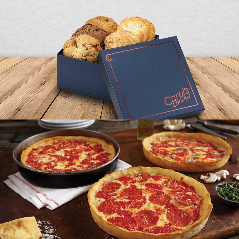Carol's Cookies Assorted Gift Box & 4 Lou's Pizzas