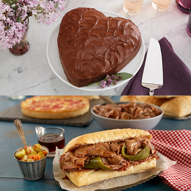 Portillo's Italian Beef Kit, Chocolate Cake & Lou's Pizza Combo