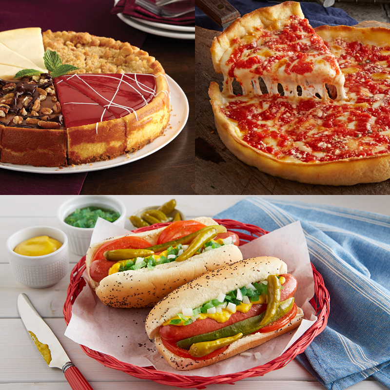 Lou's Pizza, Portillo's Hot Dog Kit & Eli's Cheesecake Combo