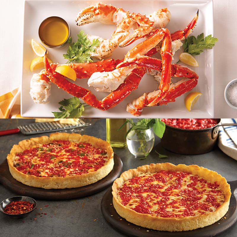 Shaw's Crab House Alaskan Red King Crab Legs Kit & 2 Lou's Pizzas