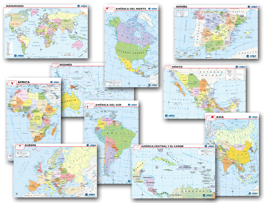 Spanish World Maps Mini-Poster Set