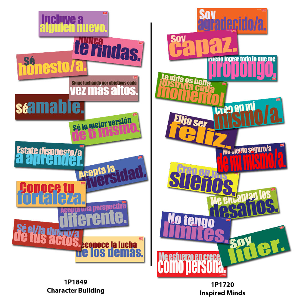 Spanish Character Building and Affirmations Signs Sets