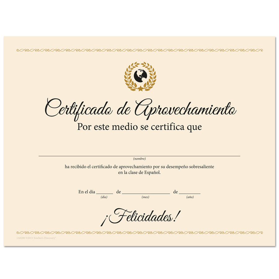 Spanish Certificates Teacher s Discovery