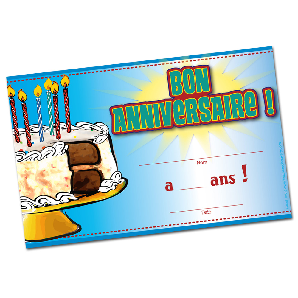 French Birthday Certificates (Set of 36)