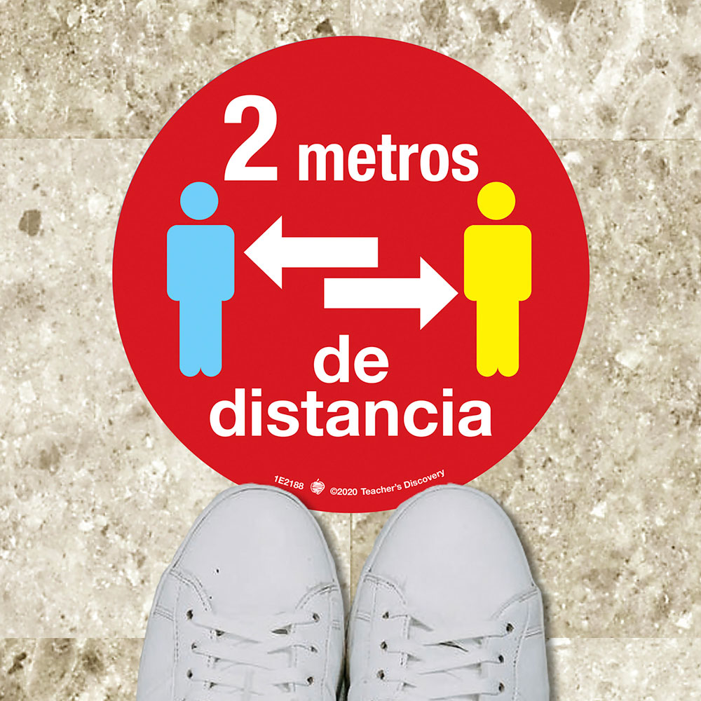 Social Distance Floor Sticker - Set of 8 Stickers in SPANISH