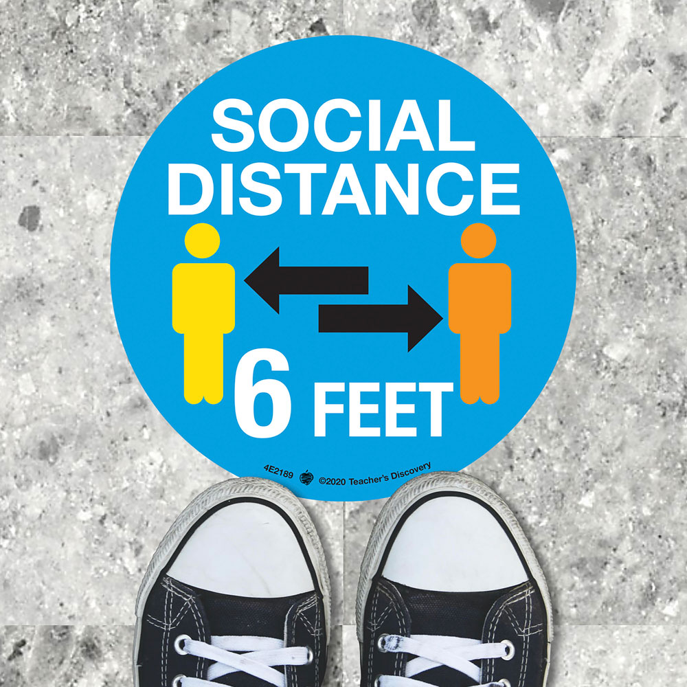 Social Distance Floor Sticker - Set of 8 Stickers in ENGLISH
