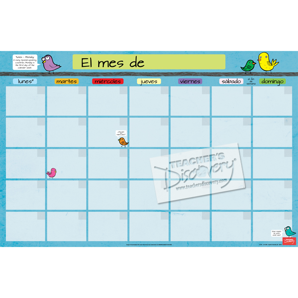 Month Spanish Homework Chart
