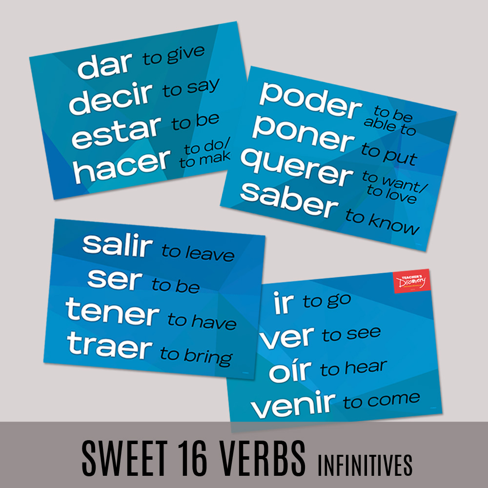 Sweet 16 Infinitives Spanish Posters—Set of 4  