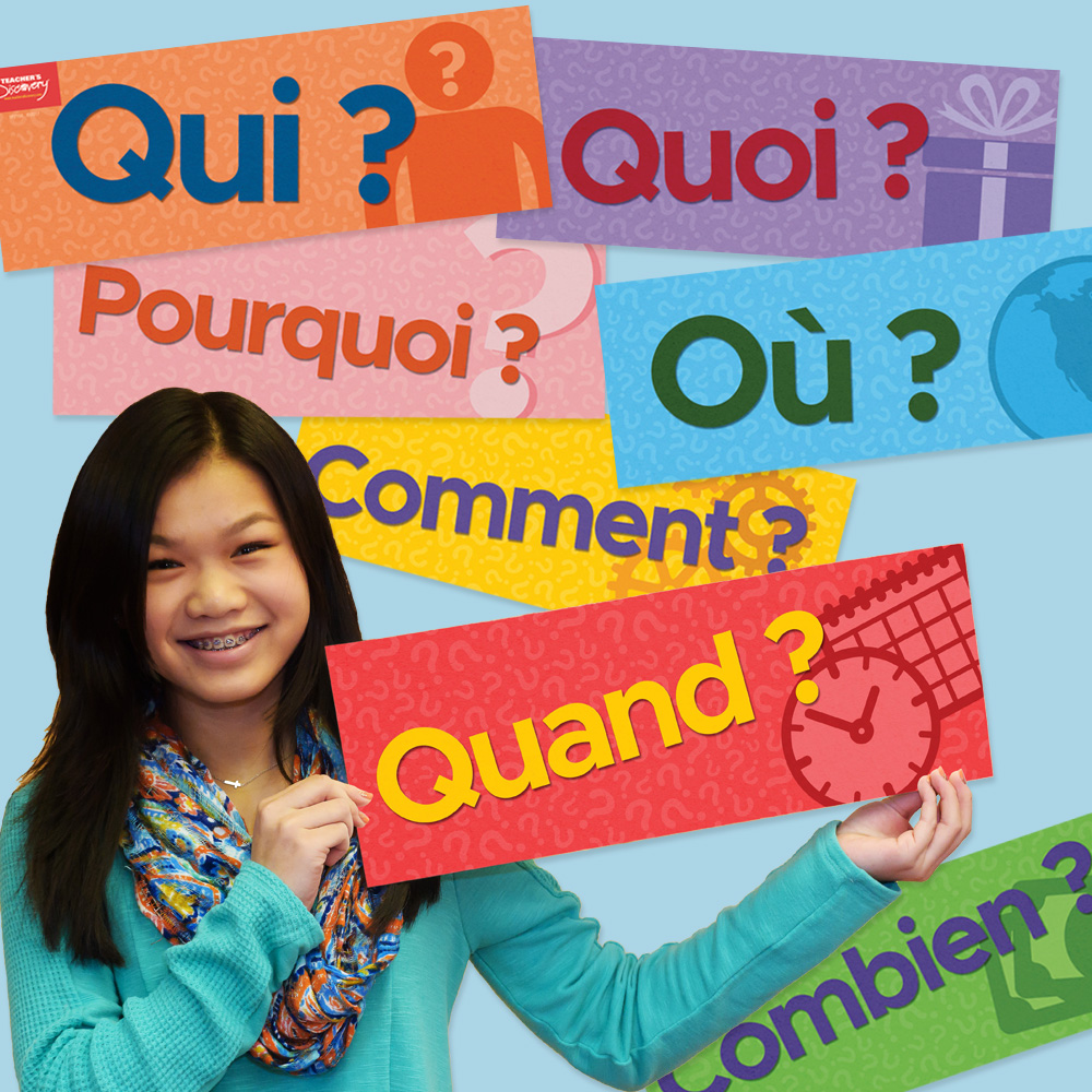Question Words French Signs (Set of 7)
