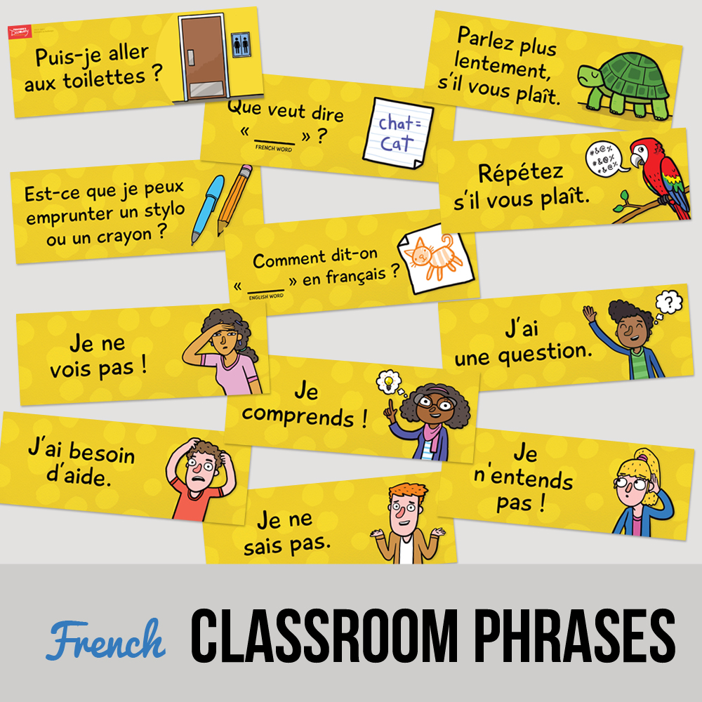 Classroom Phrases French Signs - Set of 12