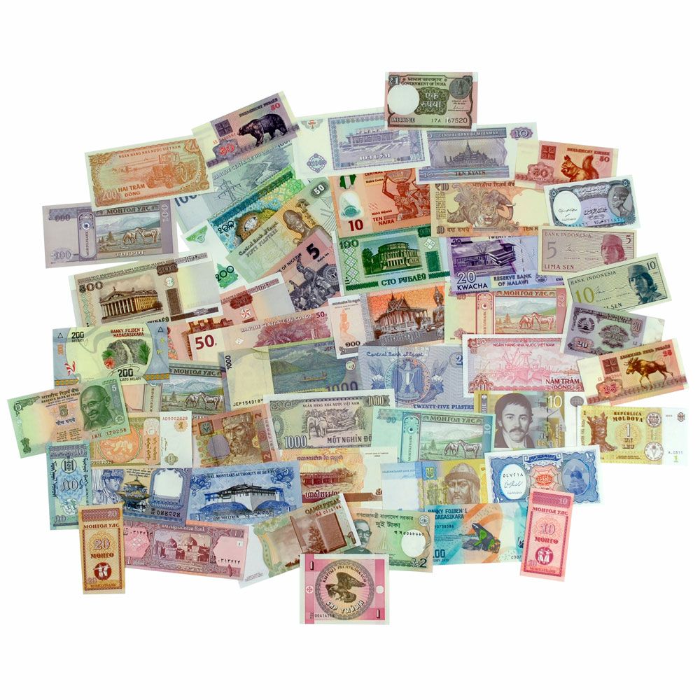 World Currency Set of 50 Bills