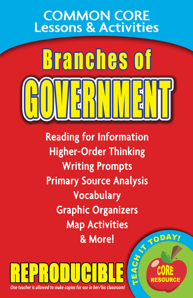  Common Core Lessons & Activities: Branches of Government Book