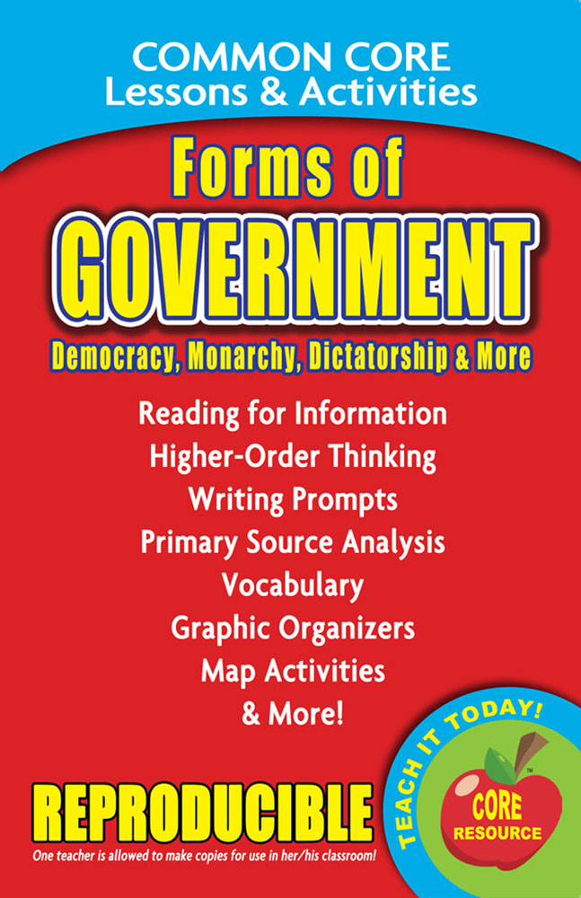  Common Core Lessons & Activities: Forms of Government Book
