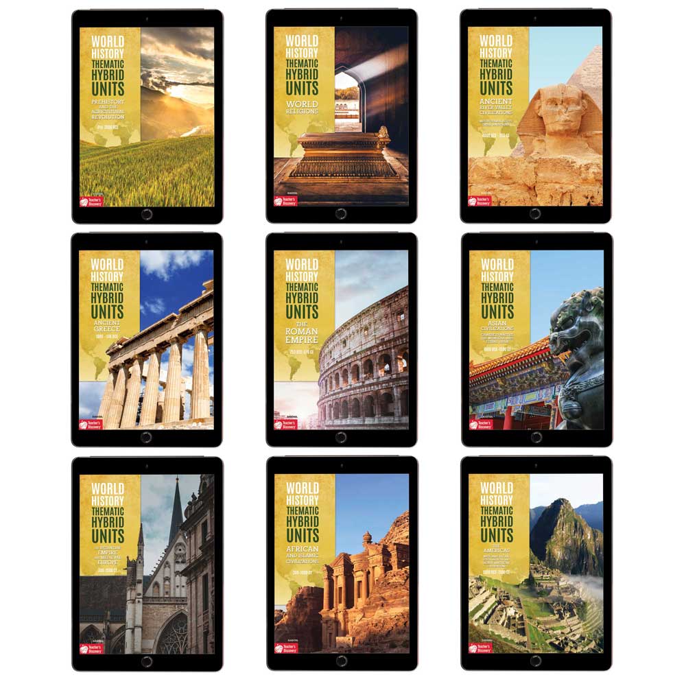 Complete World History 1 Thematic Hybrid Unit Curriculum Set of 9 Downloads