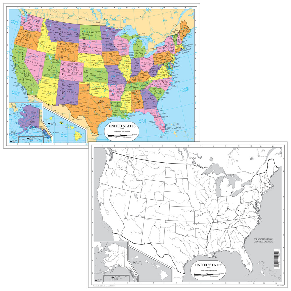 Dry-Erase U.S. Desk Map 